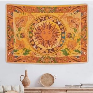 Hippie Vintage Sun Floral Bohemian Retro Pattern Tapestry for Wall/Bedspread